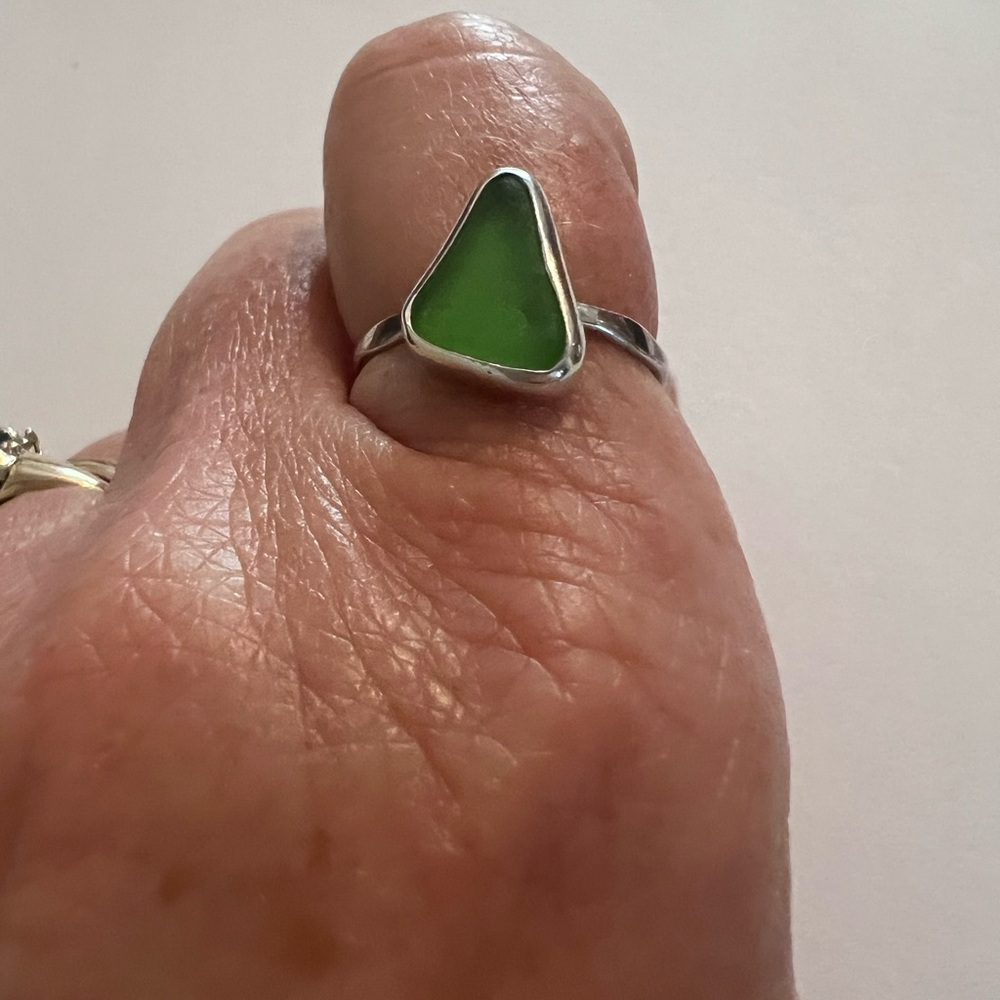 3 Sterling Silver Sea Glass Rings - Picture 4 of 10